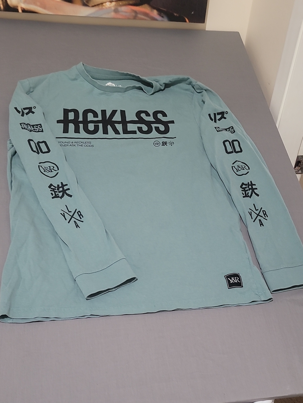 Young & Reckless Teal Long Sleeve RCKLSS Graphic Tee